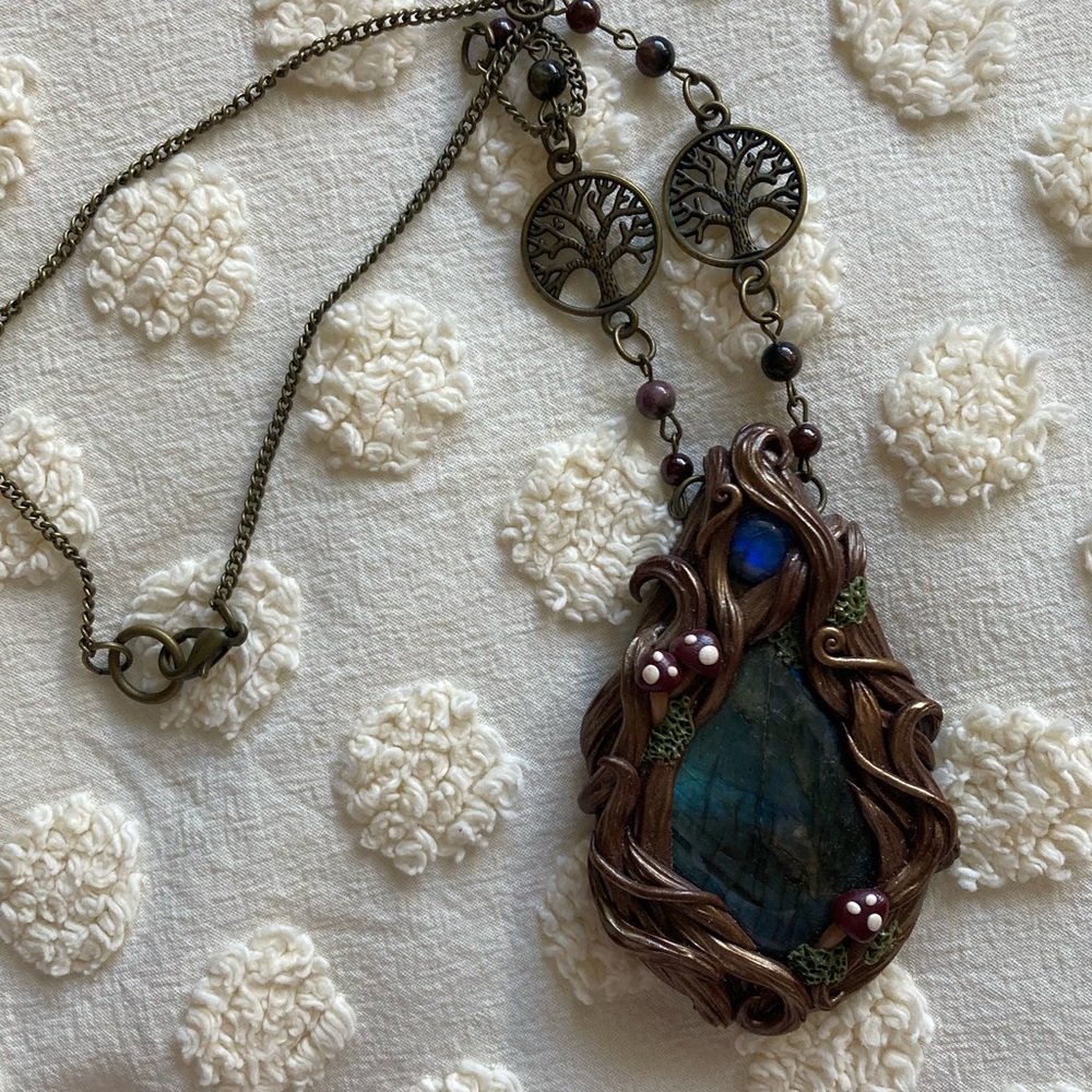 Whimsical Handmade Labradorite Tree of Life Necklace – made by Mothmagick - Picture 3 of 10